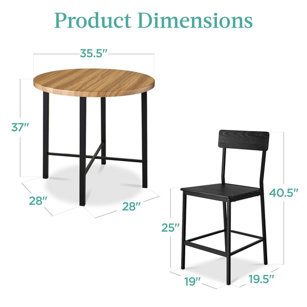 5-Piece Round Counter Height Dining Set with 4 Chairs