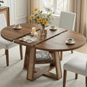 Extendable Round Dining Table with Storage Shelf – Seats 4 to 8