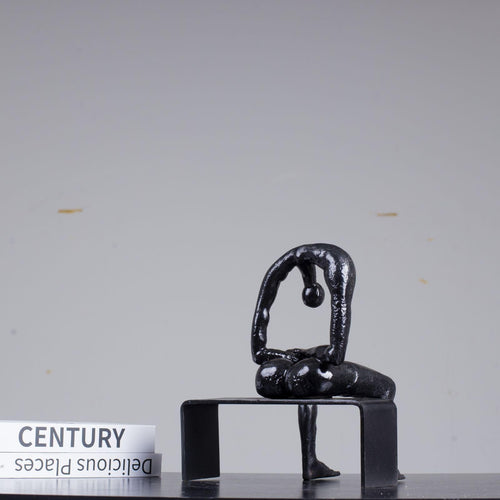 Melancholy Bronze Sculpture – Abstract Figurative Art Statue