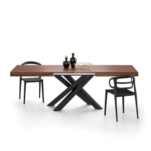 Extendable Dining Table with Black Crossed Legs, Seats 6–10