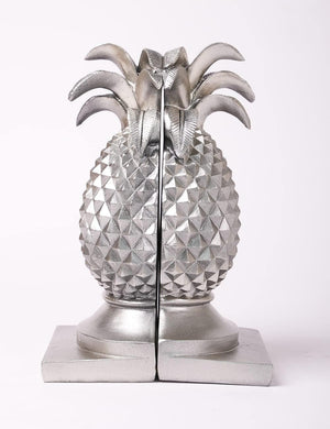 Decorative Pineapple Bookends Silver 9.4 Inch