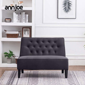 Button Tufted Loveseat Settee – 2-Seat Upholstered Sofa Bench