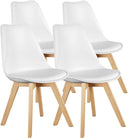 Modern Dining Chairs with Wood Legs & PU Leather Cushion