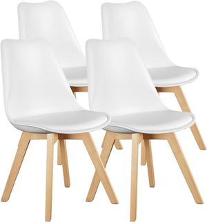 Modern Dining Chairs with Wood Legs & PU Leather Cushion