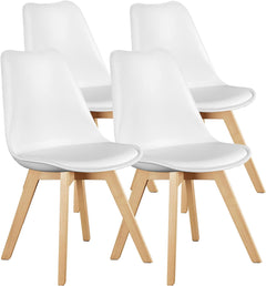 Modern PU Leather Dining Chairs with Wood Legs