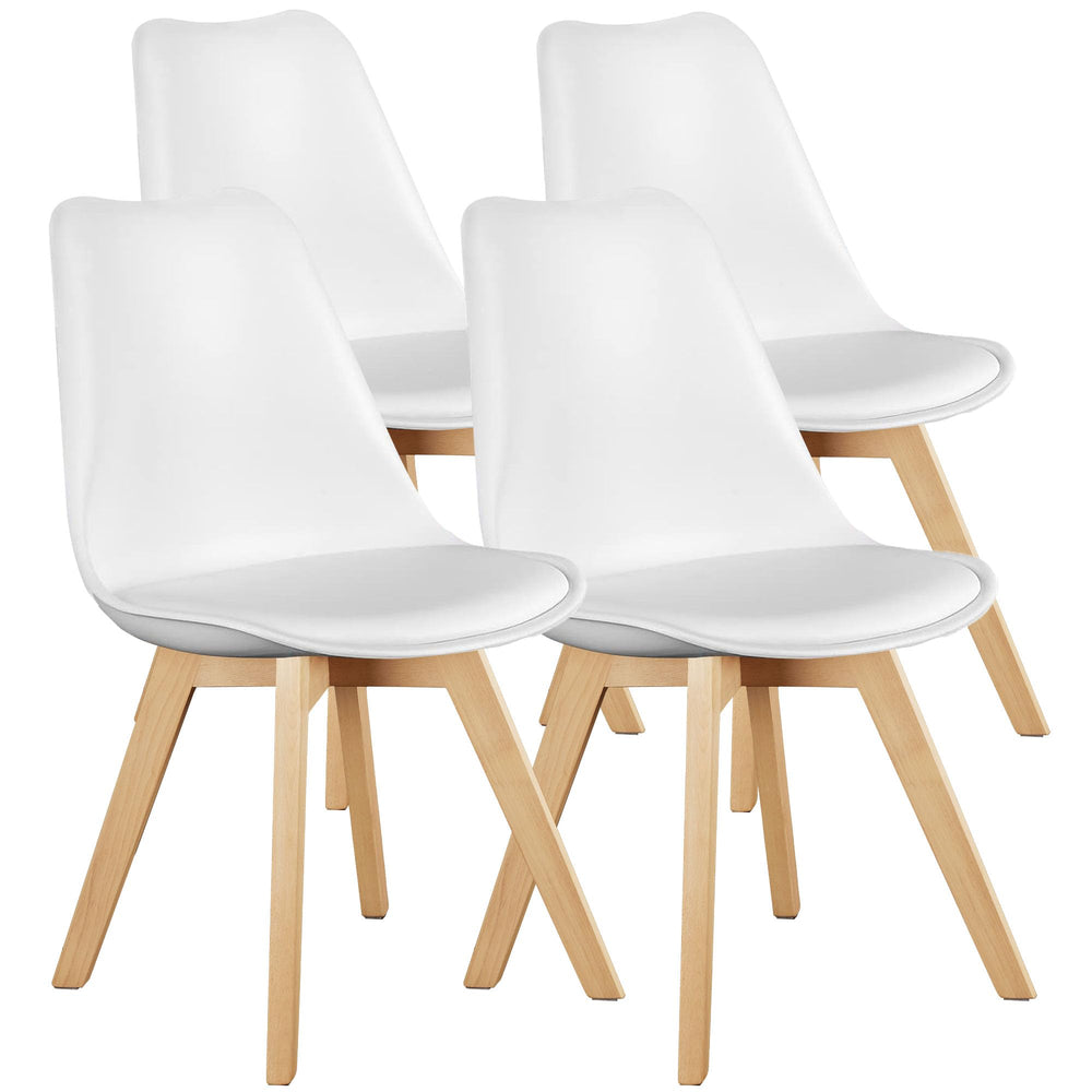 Modern PU Leather Dining Chairs with Wood Legs