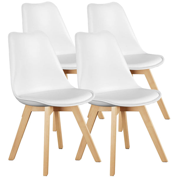 Modern PU Leather Dining Chairs with Wood Legs