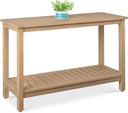 2-Shelf Eucalyptus Wood Console Table Indoor Outdoor