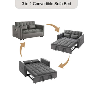 Convertible Loveseat Sofa Bed with USB Charging & Side Table