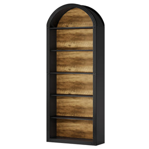 6-Tier Arched Bookcase with Storage Shelves
