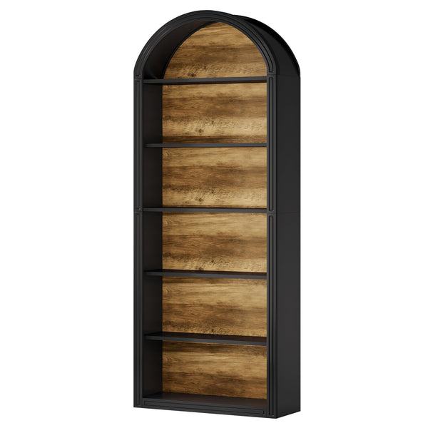 6-Tier Arched Bookcase with Storage Shelves