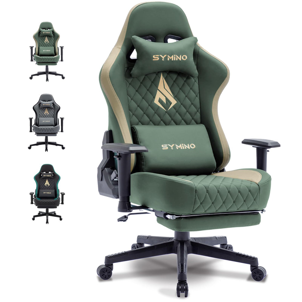 Gaming Chair with Footrest, 2D Armrests, 150° Recline, High Back Ergonomic Chair
