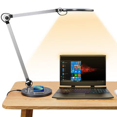 LED Desk Lamp with Wireless Charger & Adjustable Swing Arm