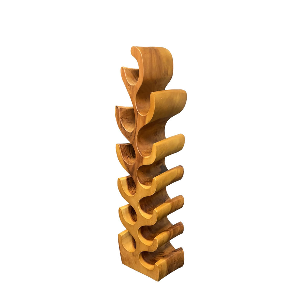 Acacia Wood 12-Bottle Wine Rack – Floor Standing Rustic Bottle Holder