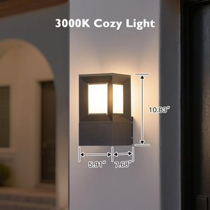 Waterproof Outdoor Wall Sconce – 11" Porch Light with E26 Bulb, 3000K Warm White