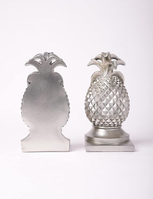 Decorative Pineapple Bookends Silver 9.4 Inch