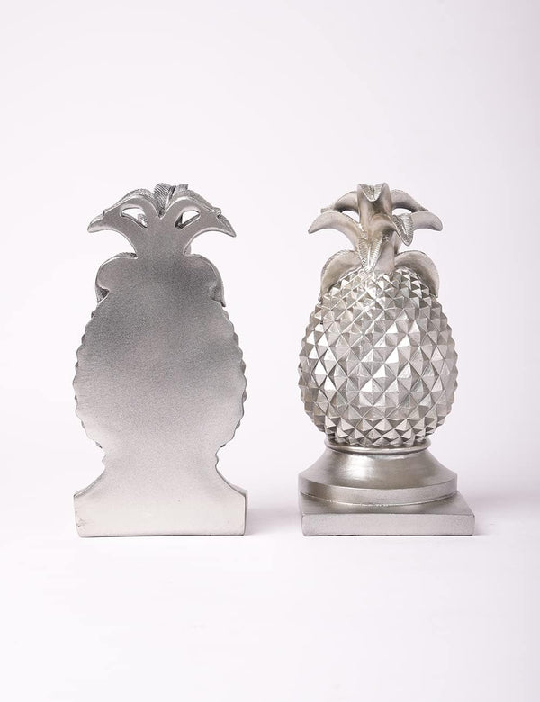 Decorative Pineapple Bookends Silver 9.4 Inch