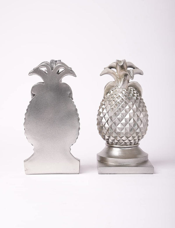 Decorative Pineapple Bookends Silver 9.4 Inch