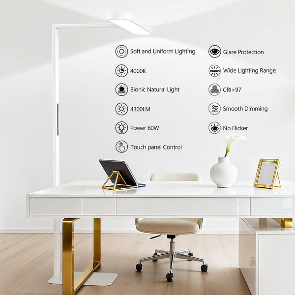 60W LED Dimmable Floor Lamp – Full Spectrum Eye-Care