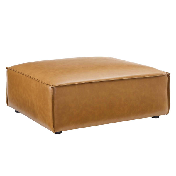 Vegan Leather Sectional Sofa Ottoman – Tan