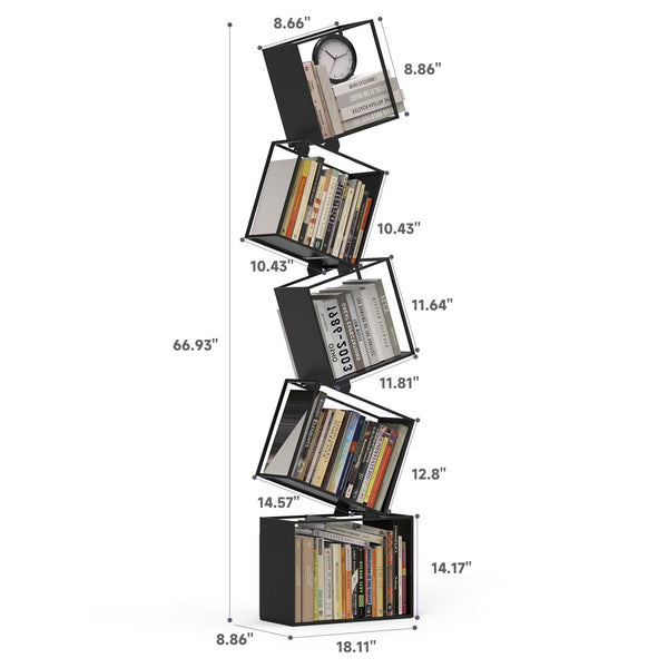 5-Tier Geometric Metal Bookshelf