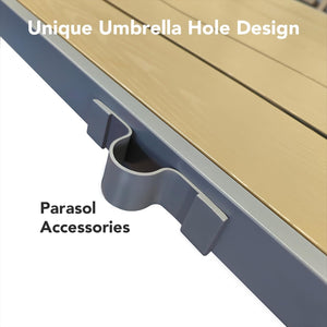 6-Person Outdoor Patio Dining Set with Umbrella Hole – Steel Table & Textilene Chairs