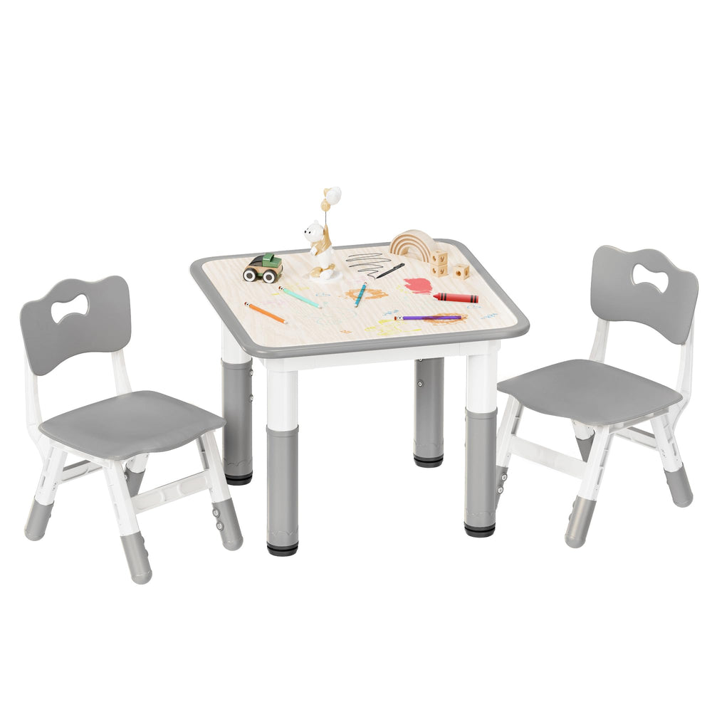 Height Adjustable Kids Table and Chairs Set – Gray