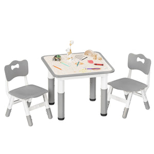 Height Adjustable Kids Table and Chairs Set – Gray