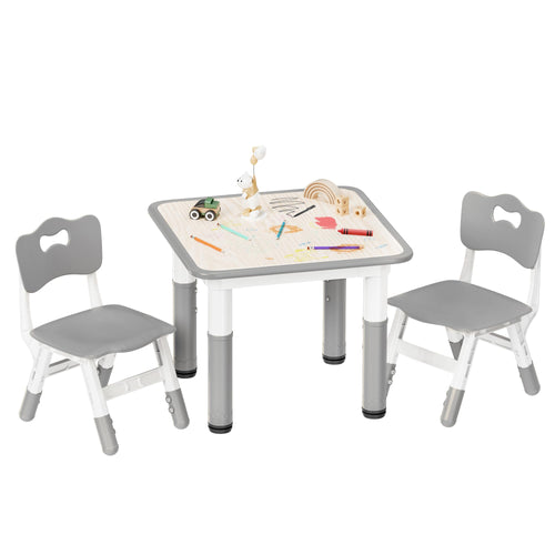 Height Adjustable Kids Table and Chairs Set – Gray