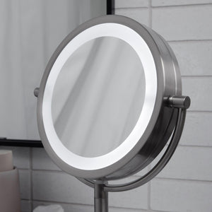 LED Lighted Tabletop Vanity Mirror with 10X/1X Magnification