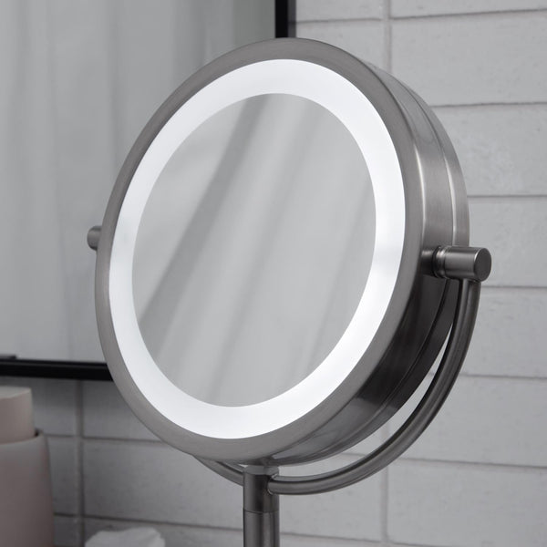 LED Lighted Tabletop Vanity Mirror with 10X/1X Magnification