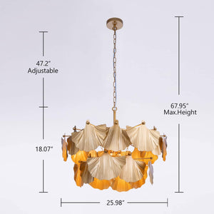 Gold Ginkgo Leaf Chandelier – 8-Light Ceiling Light Fixture