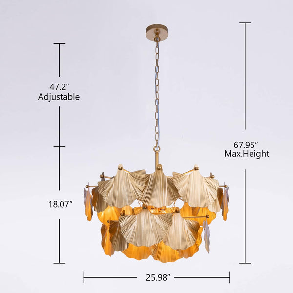 Gold Ginkgo Leaf Chandelier – 8-Light Ceiling Light Fixture