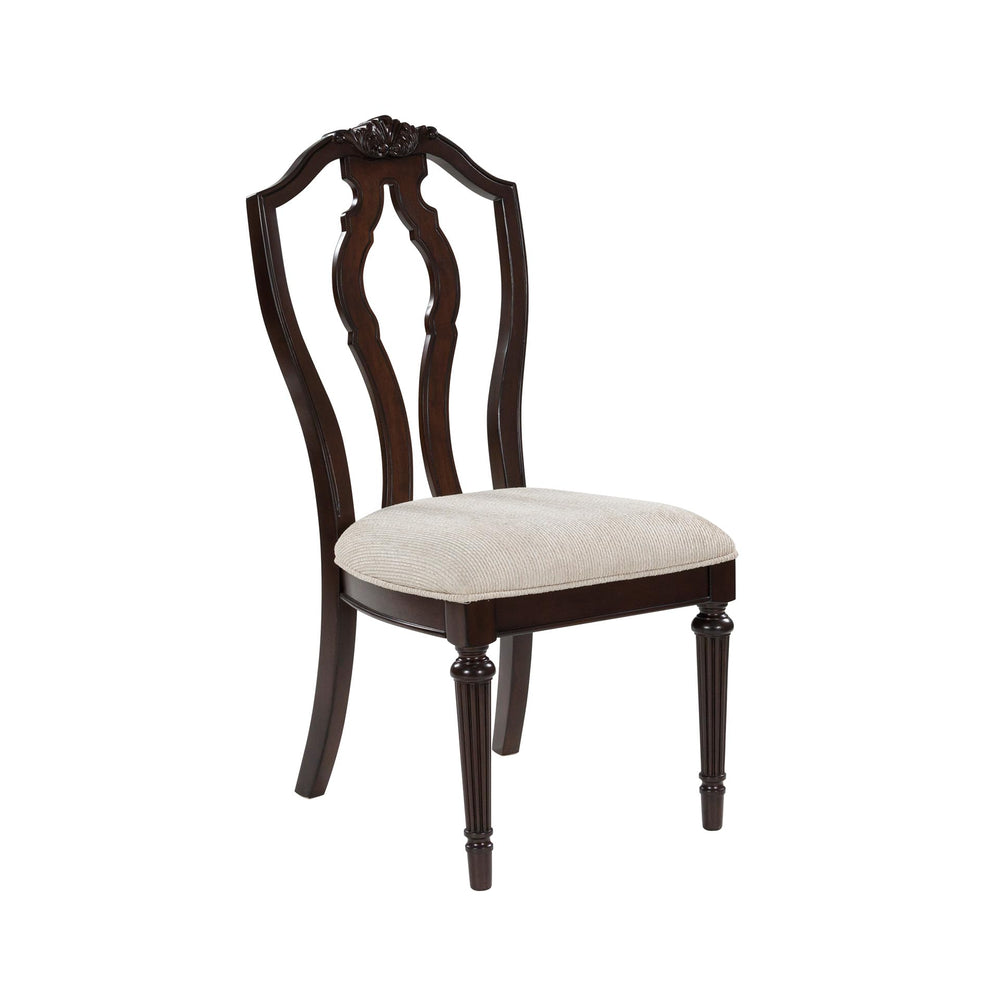 Traditional Upholstered Dining Chairs - Dark Brown & Tan, Set of 2