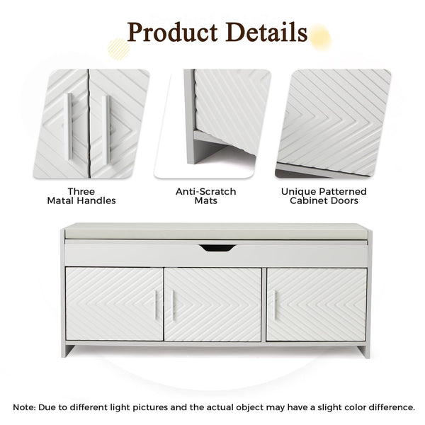 Lift Top Storage Bench with Cushioned Seat
