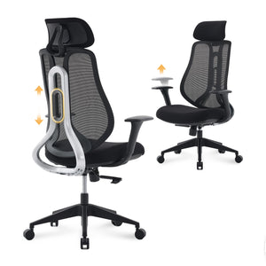 Ergonomic Mesh Office Chair with Adjustable Backrest & Headrest
