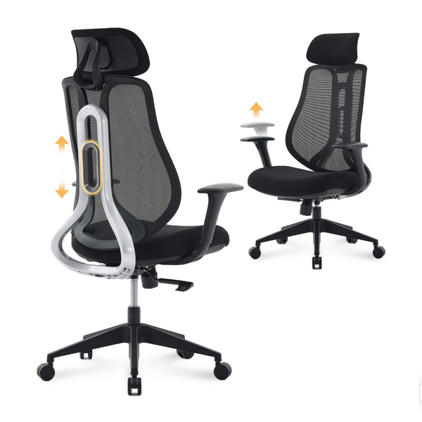 Ergonomic Mesh Office Chair with Adjustable Backrest & Headrest