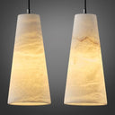 Natural Alabaster Pendant Light – Dimmable, Conical Shade