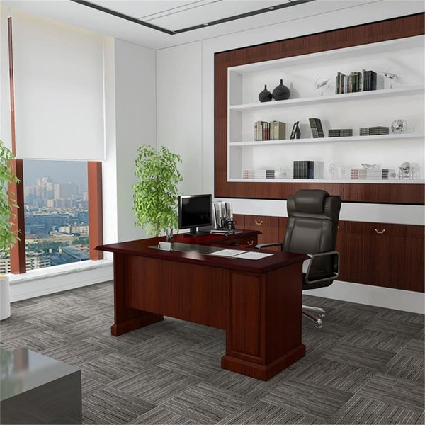 L-Shaped Executive Office Desk with Storage
