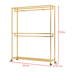 Gold Clothing Rack with Shelves