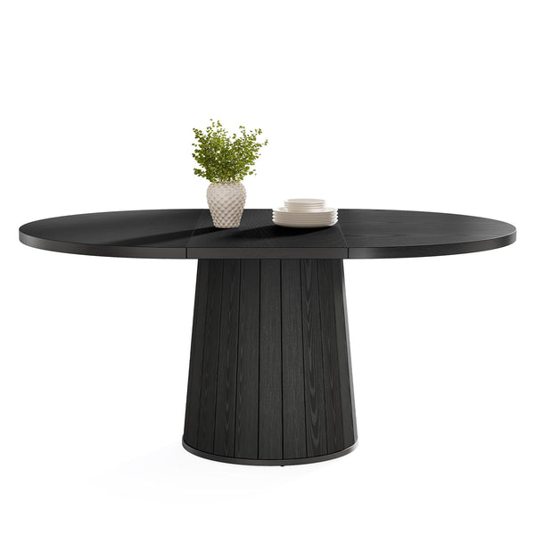 Oval Farmhouse Dining Table for 4–6, 55-Inch Pedestal Base