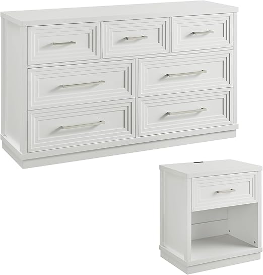 7-Drawer Dresser & Nightstand Set with Charging Station