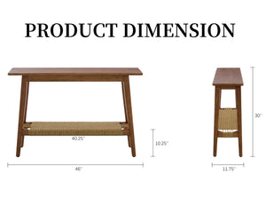 Walnut Console Table with Wood Legs – Entryway & Sofa Table