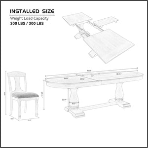 Extendable Oval Dining Table Set for 6-8