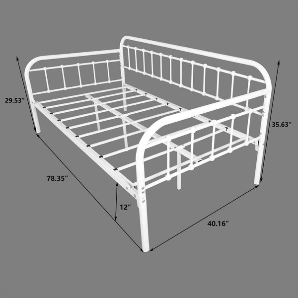 Metal Daybed Frame Twin Size – Heavy Duty Slats, Sofa Bed Platform