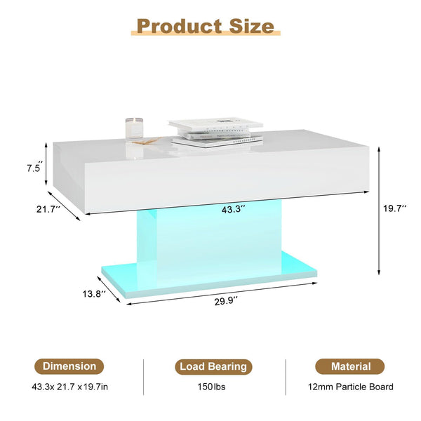 LED Coffee Table with 16-Color Lights