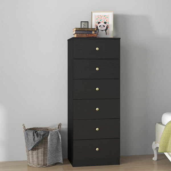6-Drawer Vertical Dresser with Gold Handles