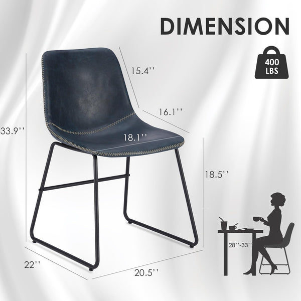 Faux Leather Dining Chairs Set of 2 with Metal Legs