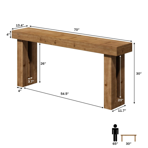 70-Inch Solid Wood Farmhouse Console Table