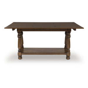 Dark Brown Flip Top Sofa Table with Shelf & Turned Legs